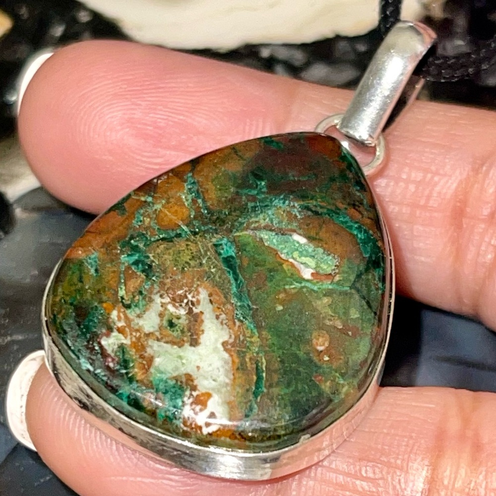 Deep Green Chrysocolla Pendant 1 7/8”